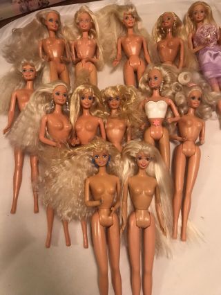 90s Barbie Dolls Mixed Nude Lot13 Mattel Beauties Bubble Angel Western Stompin