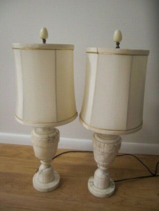 Vintage Italian Marble Alabaster Table Lamps Set