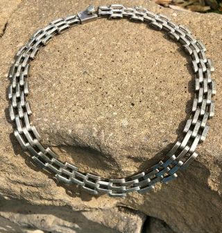 Vtg Sterling Silver 925 Choker Taxco Mexico Chain Panther Collier Necklace 80 G