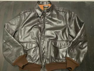 Vintage Avirex Type A - 2 Leather Flight Bomber Jacket Size 48 Made In Usa