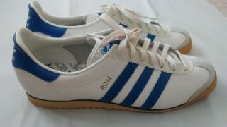 ADIDAS Rom Vintage Made In West Germany White Blue Men ' s Sneakers Shoes Size 8 4