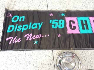 Vintage 1959 Chevrolet Advertising Banner,  Accessory,  7ft x 29in.  Great item 4