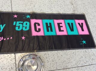 Vintage 1959 Chevrolet Advertising Banner,  Accessory,  7ft x 29in.  Great item 5