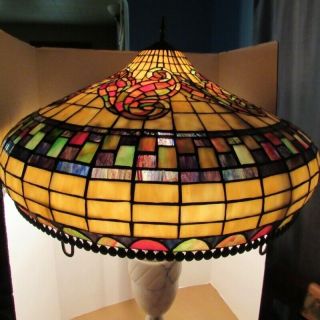 Antique Tiffany Style Large Stained Glass Lamp Shade 23 