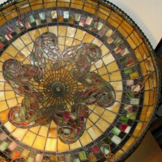 Antique Tiffany Style Large Stained Glass Lamp Shade 23 