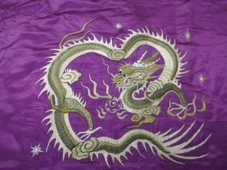 Antique Chinese Qing Dynasty Hand Embroidered Dragon Wall Panel Size Cm107 X 62 2