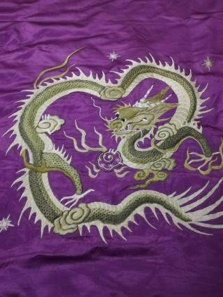 Antique Chinese Qing Dynasty Hand Embroidered Dragon Wall Panel Size Cm107 X 62 4