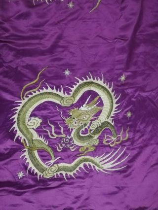Antique Chinese Qing Dynasty Hand Embroidered Dragon Wall Panel Size Cm107 X 62 7
