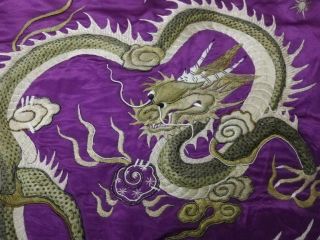 Antique Chinese Qing Dynasty Hand Embroidered Dragon Wall Panel Size Cm107 X 62 8