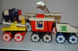 Vintage Sears Exclusive Children ' s Wooden Pull Train Made in Japan w/Box READ 4