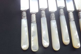 Vintage Mother of Pearl Silver Knives J.  Russell & Co Silverware & Flatware Anti 2