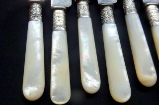 Vintage Mother of Pearl Silver Knives J.  Russell & Co Silverware & Flatware Anti 3