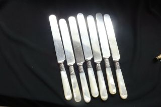 Vintage Mother of Pearl Silver Knives J.  Russell & Co Silverware & Flatware Anti 4
