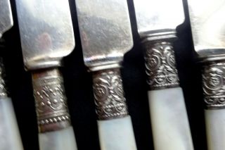 Vintage Mother of Pearl Silver Knives J.  Russell & Co Silverware & Flatware Anti 5