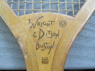 Early Vintage Antique Wooden Flat Top Tennis Racquet Wright & Ditson Boston