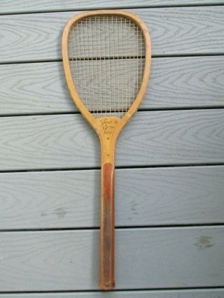 Early Vintage Antique Wooden Flat Top Tennis Racquet Wright & Ditson Boston 2