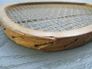 Early Vintage Antique Wooden Flat Top Tennis Racquet Wright & Ditson Boston 4