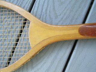 Early Vintage Antique Wooden Flat Top Tennis Racquet Wright & Ditson Boston 5