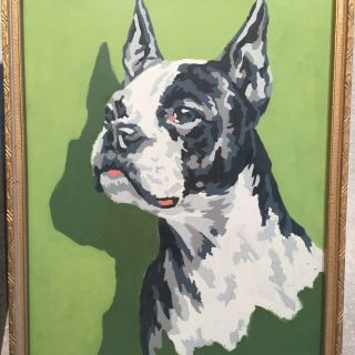 Vintage Boston Terrier Dog Paint By Numbers Painting Picture Set 1960’s Antique 3