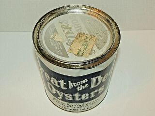 Vintage Treat From The Deep Oysters Tin 1 - Gallon Can Bivalve,  NJ 4