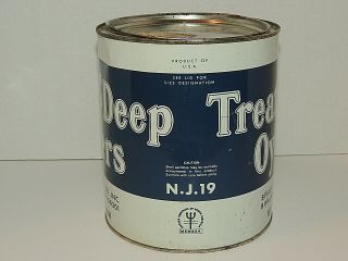 Vintage Treat From The Deep Oysters Tin 1 - Gallon Can Bivalve,  NJ 5