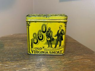 Rare 1860 Old Virginia Smoke Tobacco Tin Can Polk Miller Banjo Cigar Ilsley N.  Y.
