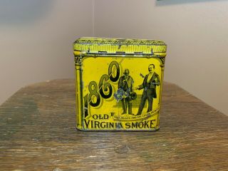 RARE 1860 Old Virginia Smoke tobacco tin can Polk Miller BANJO cigar ILSLEY N.  Y. 3