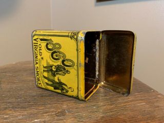 RARE 1860 Old Virginia Smoke tobacco tin can Polk Miller BANJO cigar ILSLEY N.  Y. 7