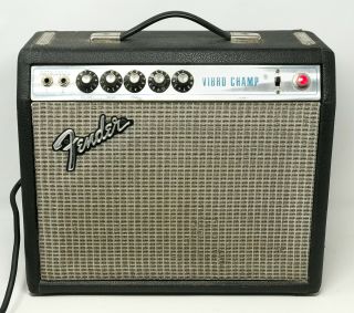 Vintage Fender Vibro Champ Silver Face Tube Amp Amplifier Scp