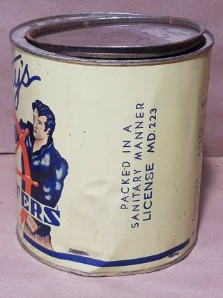 Vintage Christy ' s 1 gallon Oyster can Crisfield Maryland Oysters Tin 2