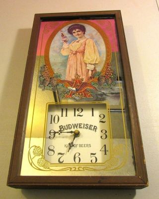 Vintage Budweiser Mirrored Wall Hanging Clock George Nathan