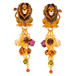 Lunch At The Ritz Fine Lions Jungle Post Dangle Earrings (goldtone) Esme 