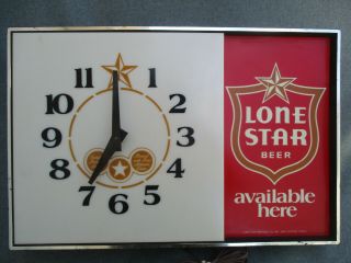 Vintage 1980 Lone Star Beer Lighted Bar Clock San Antonio Texas