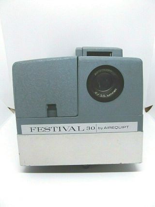 Vintage Blue Airequipt Festival 30 Slide Projector Model C 2 X 2 Slides