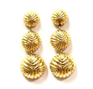 14k Yellow Gold Womens Fancy Dangle Earrings Estate Vintage Antique