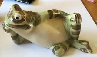 Vintage Brush Mccoy Art Pottery Garden Figural Frog Lying Down