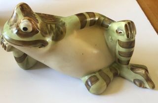 Vintage Brush McCoy Art Pottery Garden Figural Frog Lying Down 3