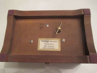 Vintage THORENS walnut case Swiss mechanical music box Rachmaninov 18 variation 6