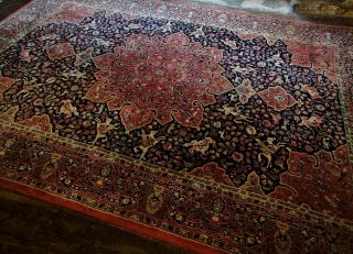 Vintage X LARGE Persian WOOL Rug 3x2m Hunting ANIMALS Keshan Safavid Medallion 2