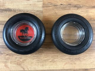 Vintage Dayton Blue Ribbon & Bf Goodrich Lifesaver Tire Ashtray Set Advertising