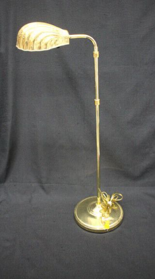 Vintage Brass 34 - 48 " Adjustable Pharmacy Reading Bankers Lamp Shell Shade