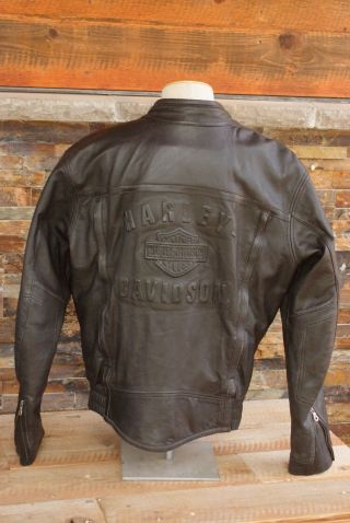 Vintage Embossed Harley Leather Jacket Mens Size Medium