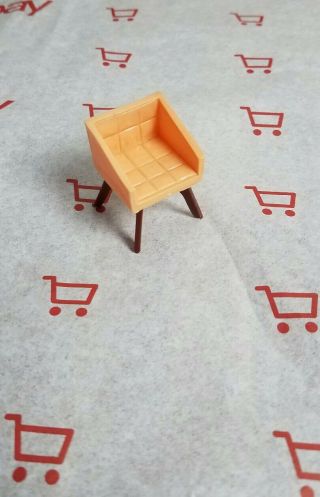 Vtg Marx Dollhouse Miniature Lift Off Roof Ranch Furniture Peach Square Chair