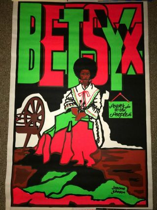 Betsy X True Vintage Power To The People Blacklight Poster 1971