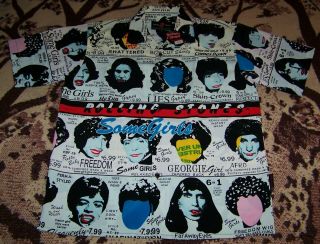 Nwt Vintage The Rolling Stones Some Girls Lp Art Dragonfly Button Shirt Xl