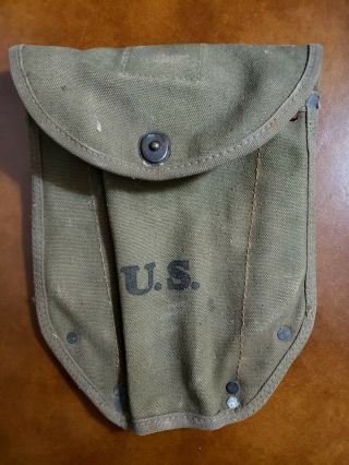 Wwii Era Us Army M1943 Entrenching Tool Shovel Canvas Cover Carrier 1944 1945