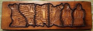 Antique Hand Carved Wooden Springerle / Speculoos Cookie Mold W/metal Cutters