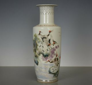 Stunning Antique Chinese Famille Rose Porcelain Vase Marked Lu Yunshan Vt2856