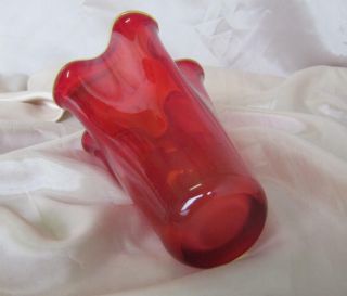 VINTAGE ART HAND MADE ITALIAN MURANO RED COLOR CRYSTAL GLASS VASE 4