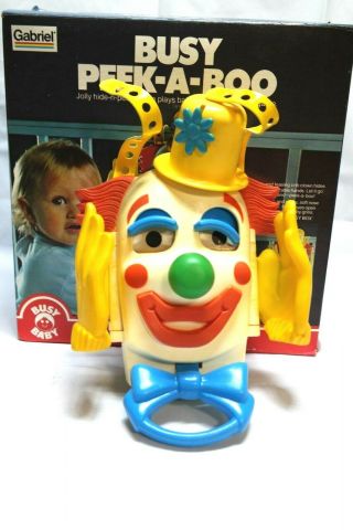 Gabriel Busy Peek - A - Boo Clown Crib Toy 1977 Vintage